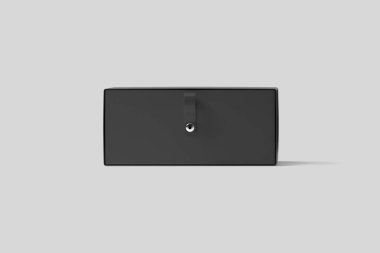 Gerçekçi Paket Karton Sürgülü çekmece Kutu Açık gri arka plan.3d render üzerinde şerit çekme ile mock. Üst te. Yüksek çözünürlük