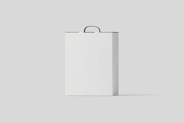 Realistický Bílý Prázdný Lepenkový Box Izolovaný Světle Šedém Pozadí Připraveno — Stock fotografie