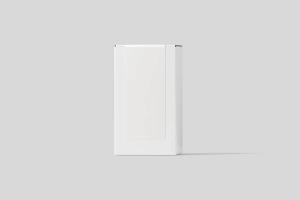 Realista Blanco Blanco Caja Cartón Mock Aislado Sobre Fondo Gris — Foto de Stock