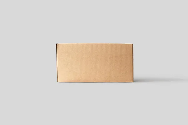 Titlerealistic Craft Brown Blank Cardboard Box Mock Isolated Light Gray — Stock Photo, Image