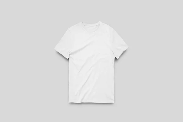 Üres Fehér Pólók Modell Lágy Szürke Háttér Elülső Kilátás Készen — Stock Fotó