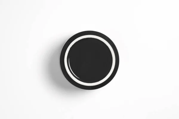 Ceramiczny Okrągły Pojemnik Żywność Makieta Izolowana Białym Tle Czarna Głęboka — Zdjęcie stockowe