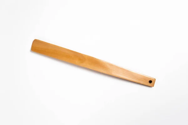 Wooden Shoehorn Isolated White Background High Resolution Photo — Stock Photo, Image