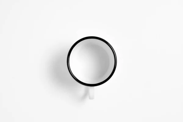 Blanco Blanco Taza Esmalte Mock Aislado Sobre Fondo Blanco Taza — Foto de Stock