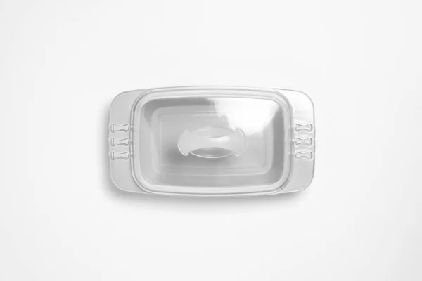 Γυάλινο Δοχείο Τροφίμων Mockup Απομονωμένο Λευκό Φόντο Φωτογραφία Υψηλής Ευκρίνειας — Φωτογραφία Αρχείου