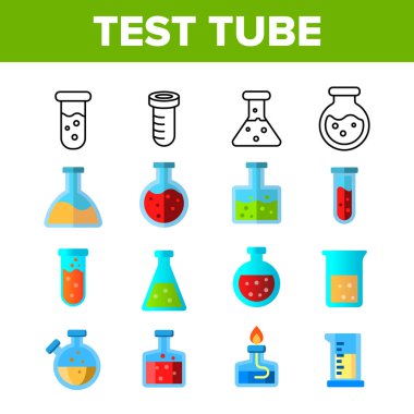 Test Tubes And Flasks Vector Color Icons Set