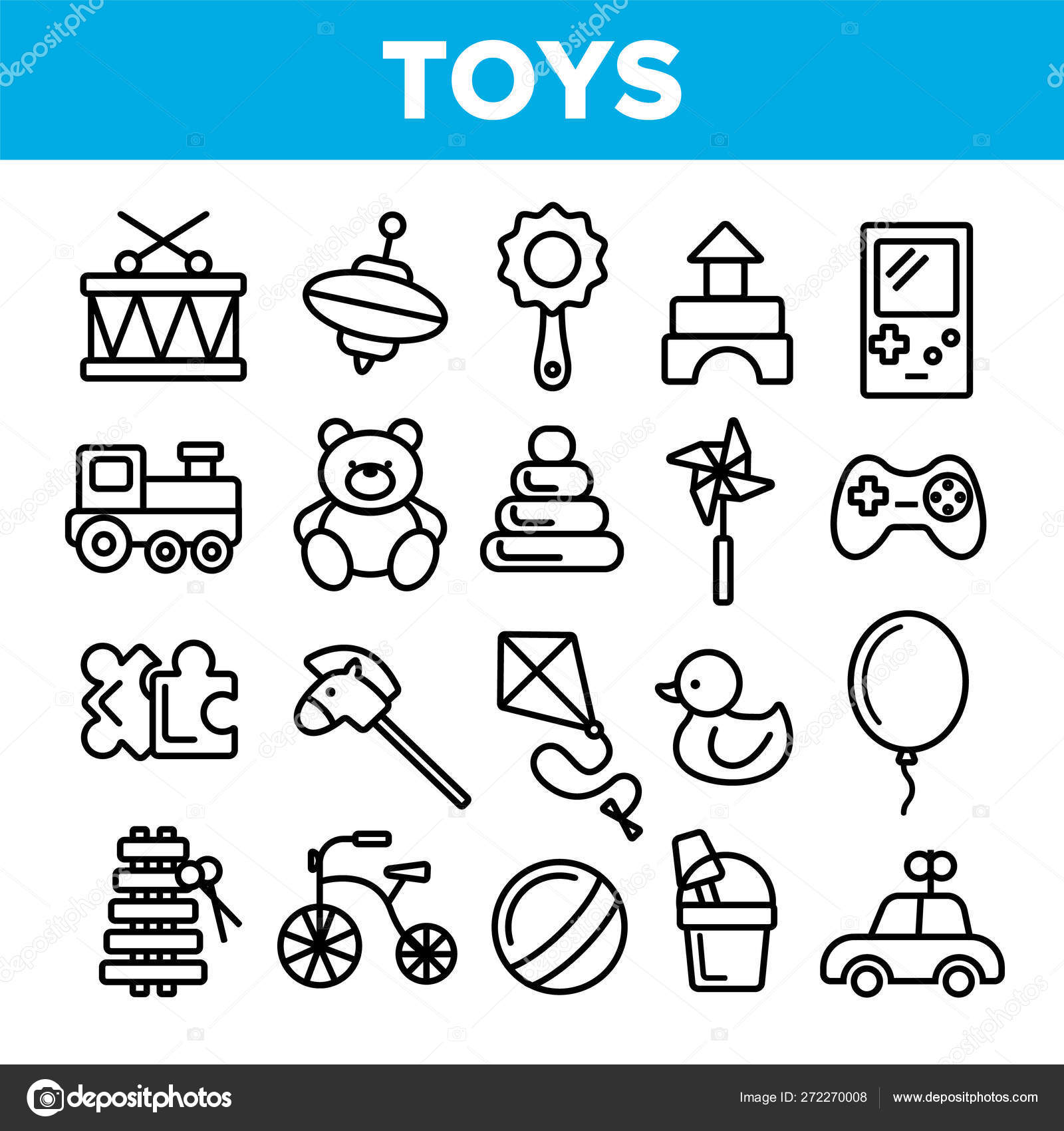 Outline Image Of Toys Kids Toys And Children Doodle Clipart