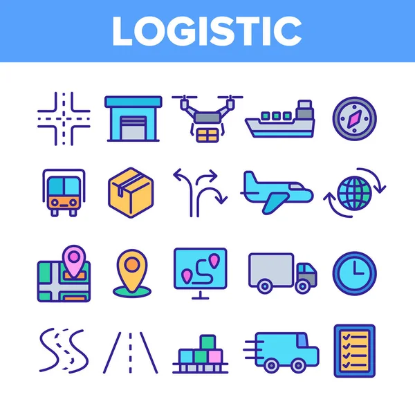 Global Logistic Department lineaire vector icons set — Stockvector