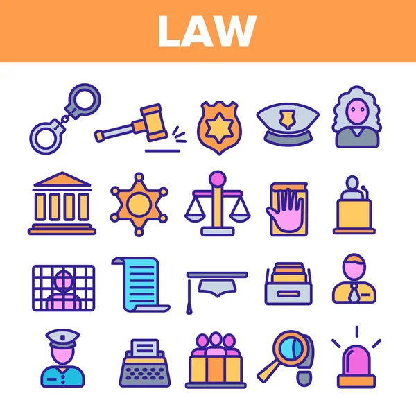 Law and Order Linear Vector Icons Set — Stock Vector