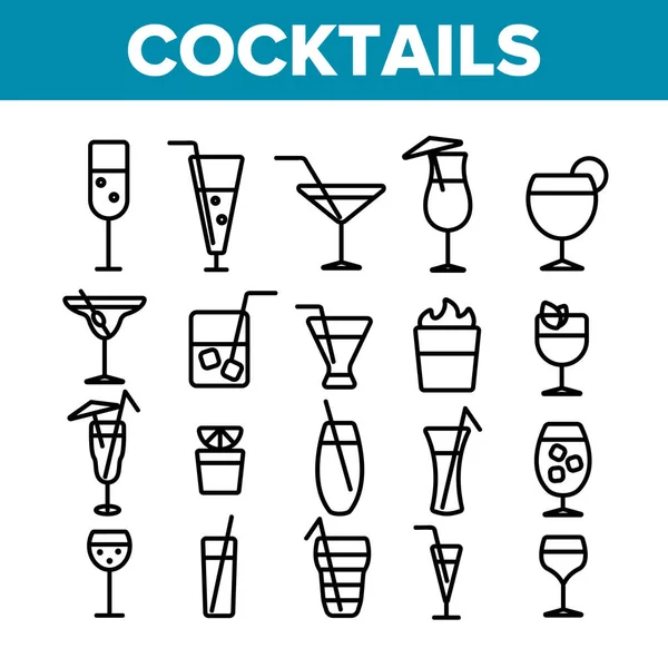 Cocktails, Alkohol und Erfrischungsgetränke — Stockvektor