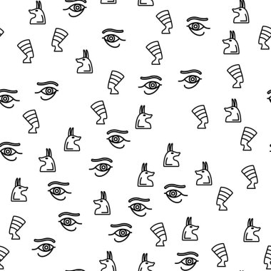 Mısır Antik Sembolleri Dikişsiz Desen Vektör