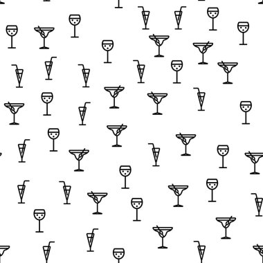 Martini Cam Kadeh Idamı Dikişsiz Desen Vektörü