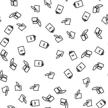 Vintage Kitap Ve Tüy Dikişsiz Desen Vektör