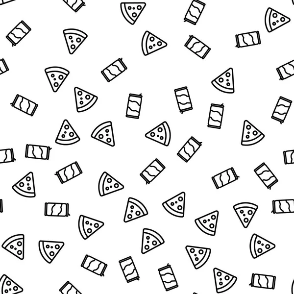 Comida italiana Pizza Pepperoni patrón sin costura — Archivo Imágenes Vectoriales