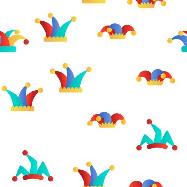 Funny Jester Hat Linear Vector Seamless Pattern vector Funny Jester Hat Linear Vector Seamless Pattern vector