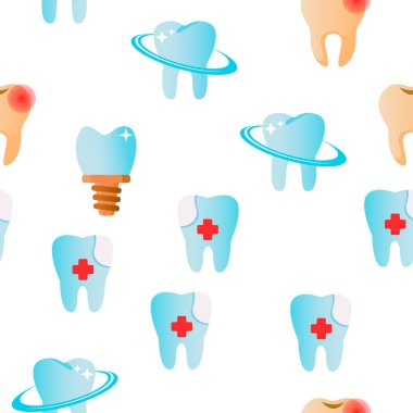 Diş Simgesi Vektör Dikişsiz Desen