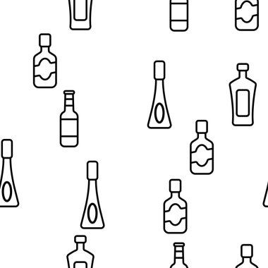 Cam Şişeler Lineer Vektör Dikişsiz Desen
