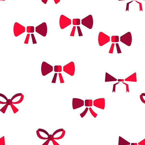 Red Bow And Ribbon Vector Seamless Pattern — Stock Vector