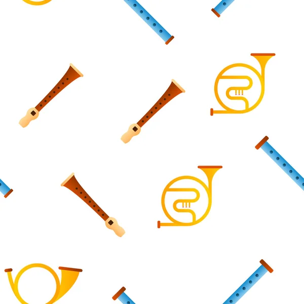 Wind Musical Instruments Vector Seamless Pattern — 스톡 벡터