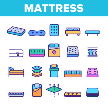 Mattress Types And Material Vector Linear Icons Set clipart