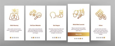 Bronşit, Alerjik Astım Belirtileri Vektör Onboarding Mobil App Sayfa Ekranı