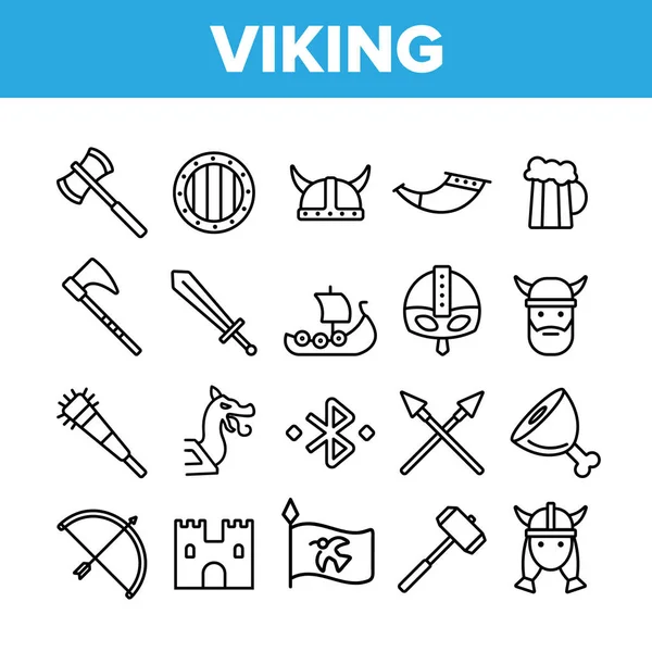 Набор векторных тонких иконок Vikings Life Active — стоковый вектор