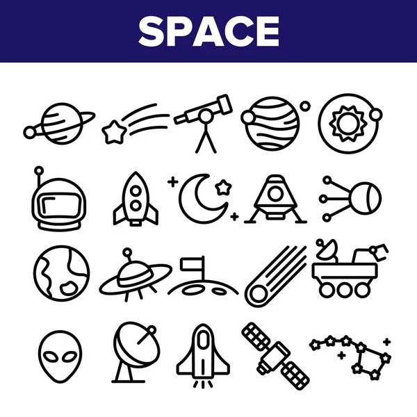 Space Exploration Vector Thin Line Icons Set. — Stock Vector