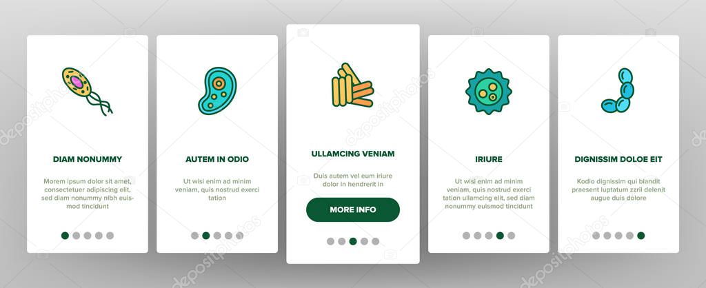 Microorganisms Cells Thin Line Icons Vector Onboarding
