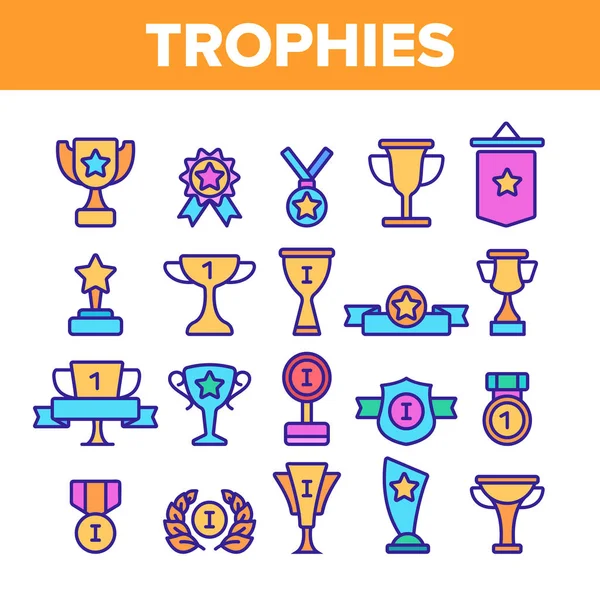 Trophies And Medals For First Place Vector Linear Icons Set Royalty Free Stock Illustrations