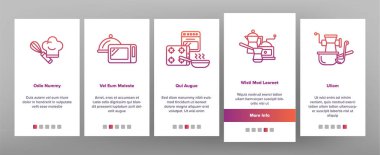 Pişirme Öğeleri Vektör Onboarding Mobil App Sayfa Ekranı