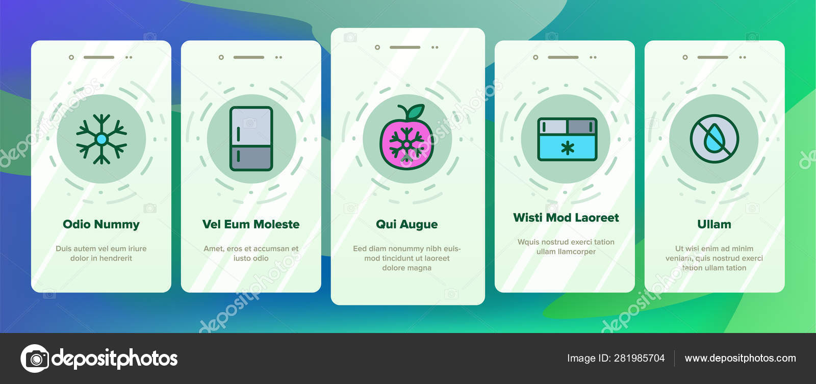 Freezer, Cooling Appliance Linear Vector Onboarding — Stock Vector