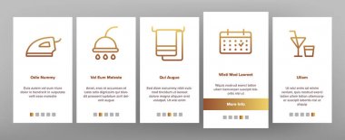 Otel Konaklama, Oda Olanaklar Vektör Onboarding