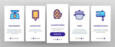 Kitchenware Line Simge Seti Vektör Onboarding