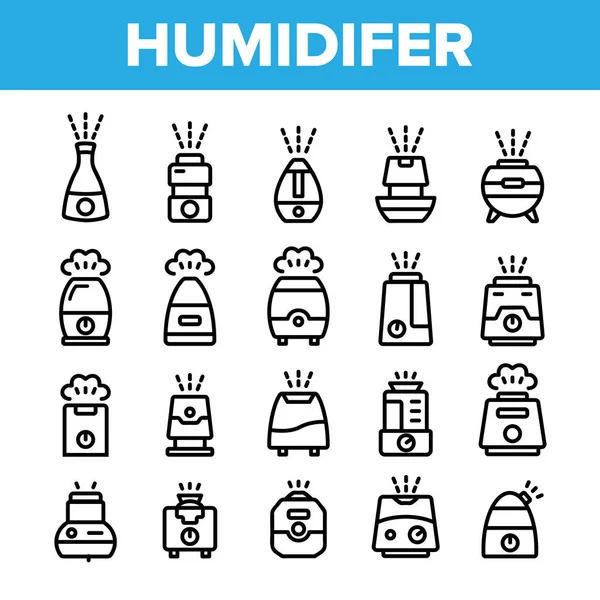 Colección Diferentes iconos humidificadores Set Vector — Vector de stock