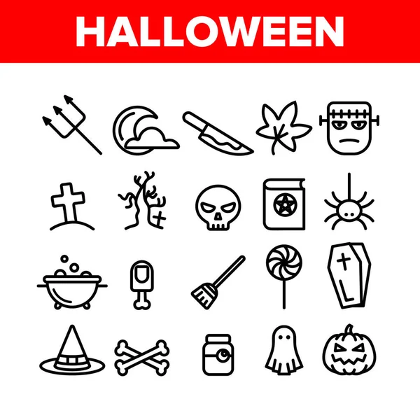 Kolekce různé Halloweenské ikony nastavit vektor — Stockový vektor