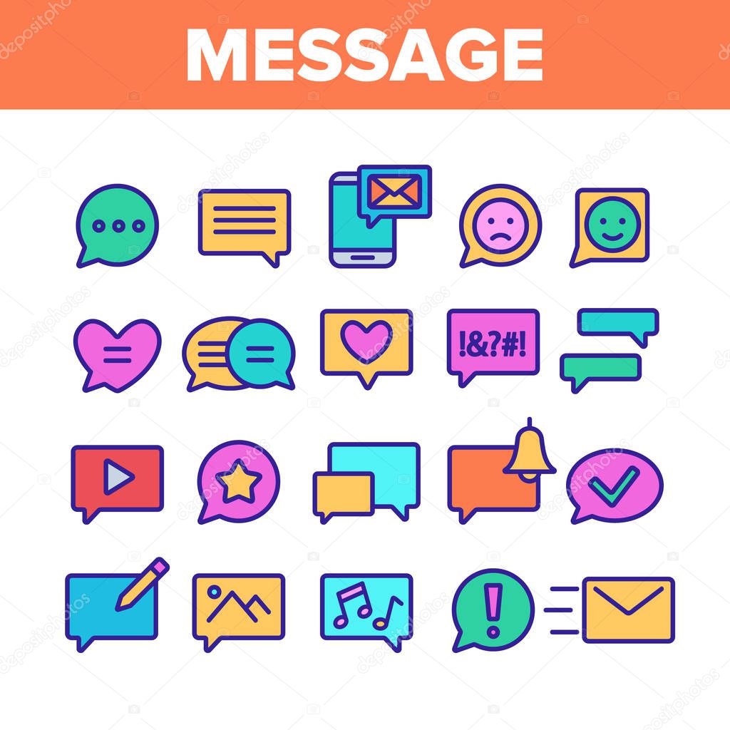 Color Different SMS Message Icons Set Vector