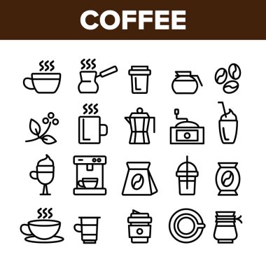 Toplama Kahve Ekipmanları İşaret Simgeleri Set Vektör