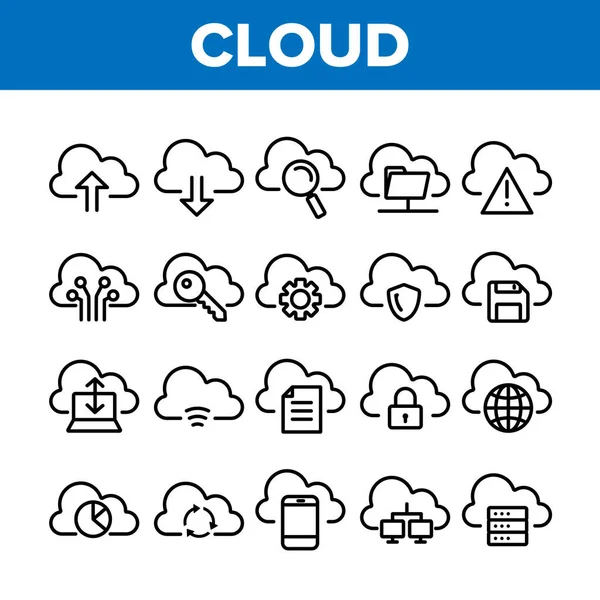 Collection Cloud Service Sign Icons Set Vector — Stock Vector