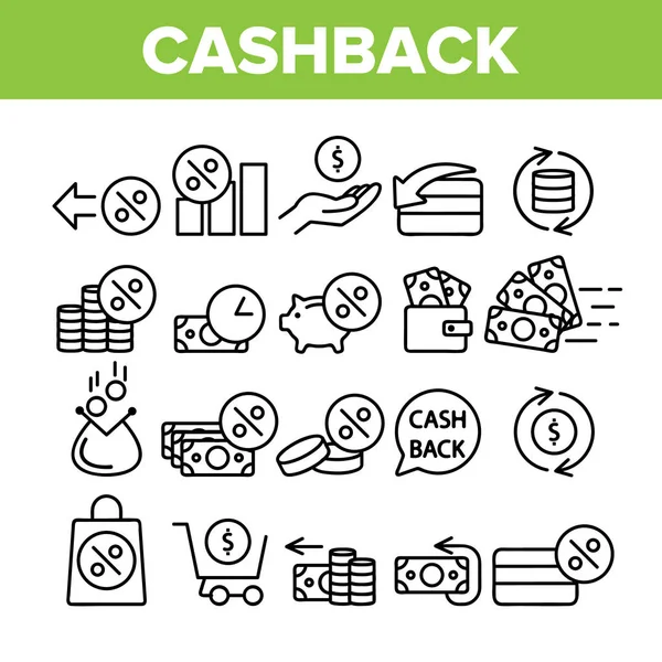 Collezione Cashback servizio segno icone Set vettoriale — Vettoriale Stock
