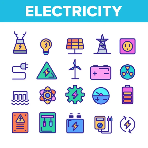 Колір електрика промисловість ікони набір вектор — стоковий вектор