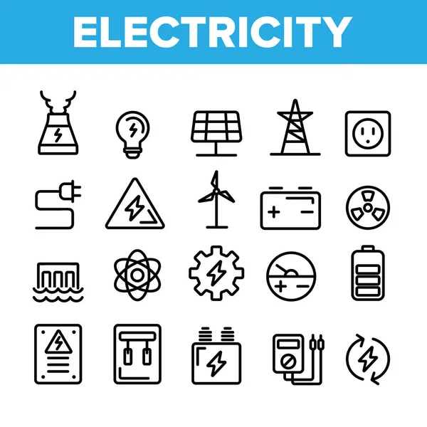 Gyűjtemény villamosenergia-ipari ikonok beállítása Vector — Stock Vector