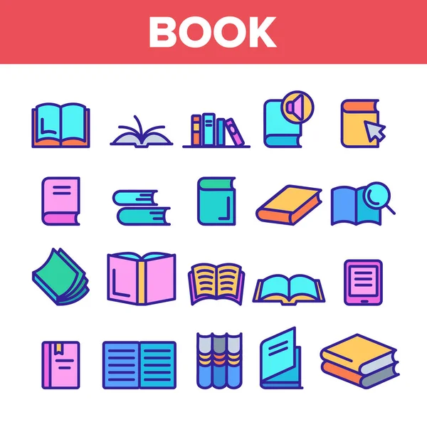 Biblioteca de colores Iconos de signos de libro Set Vector — Archivo Imágenes Vectoriales