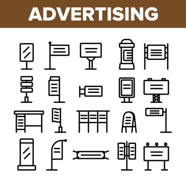 Koleksiyon Açık Reklam İkonları Set Vektör