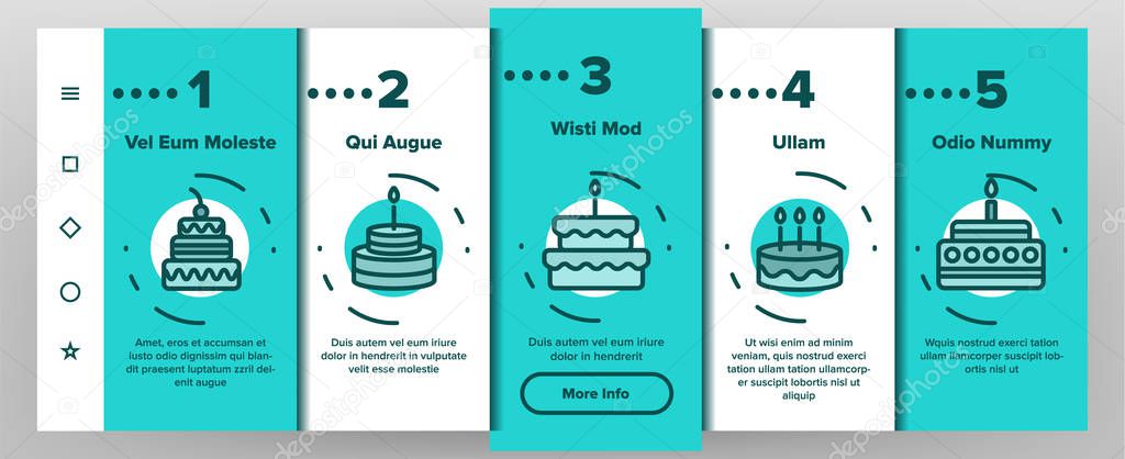 Color Birthday Cake Onboarding Vector