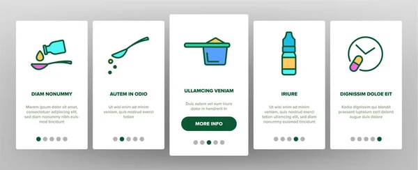 Farbdosierung, Dosierung des Medikamentenvektors Onboarding — Stockvektor