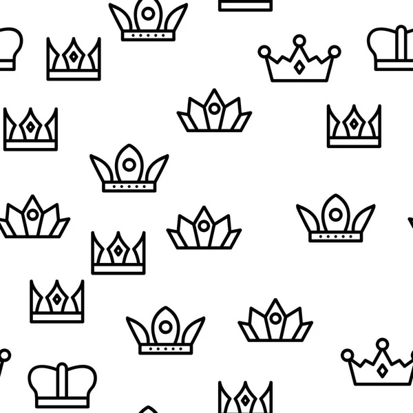 Coiffures royales, couronnes et Tiaras Vector Seamless Pattern — Image vectorielle