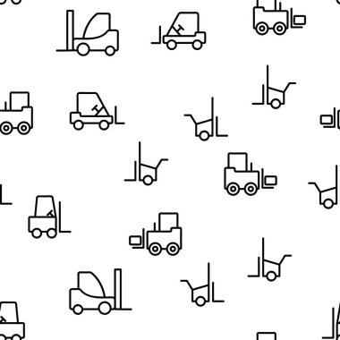 Forklift, Asansör Kamyon Vektör Dikişsiz Desen