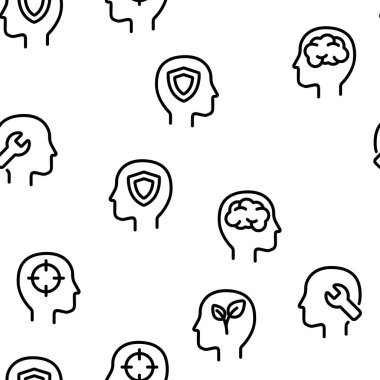 Zihin Elemanları Vektör Dikişsiz Desen