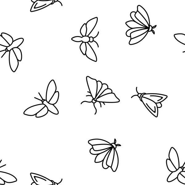 Moth, Insects Entomologist Seamless Pattern Vector — Stock Vector