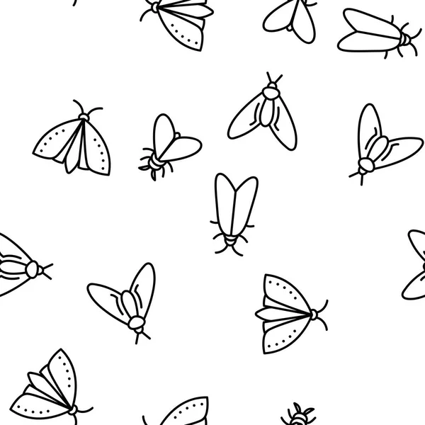 Polilla, insectos entomólogo patrón inconsútil vector — Archivo Imágenes Vectoriales